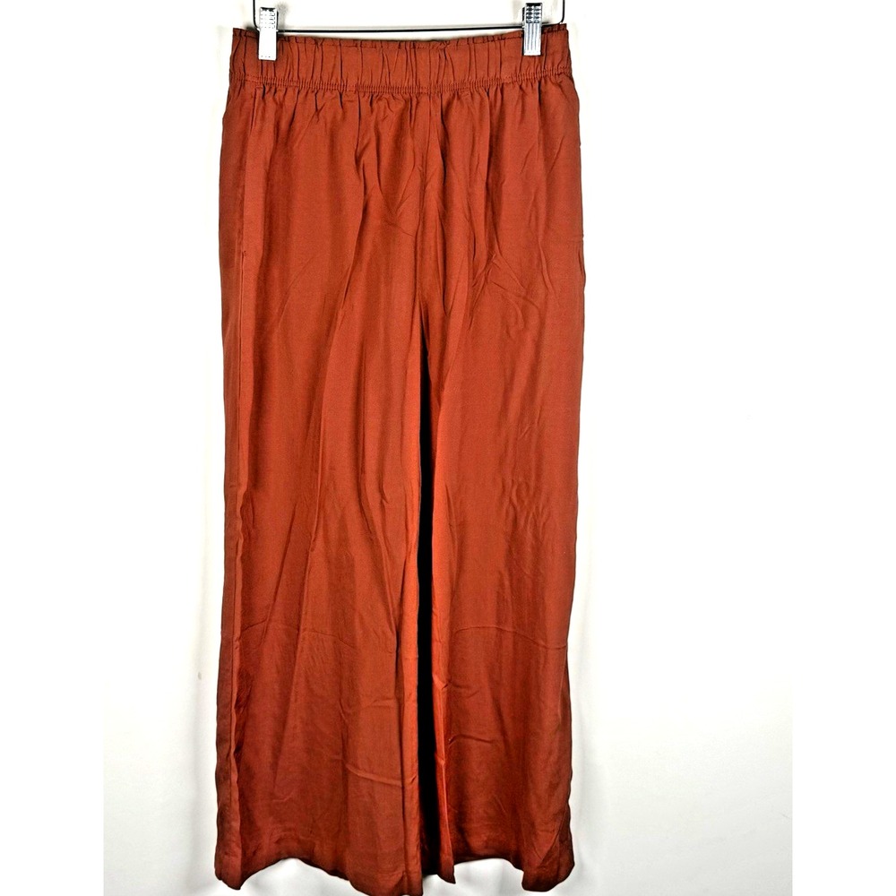 H&M Pants Womens Small‎ Rust High Rise Wide Leg Pull On Stretch Trousers Casual